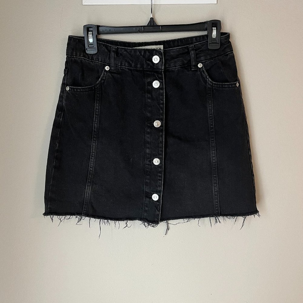 Topshop Button Denim Miniskirt